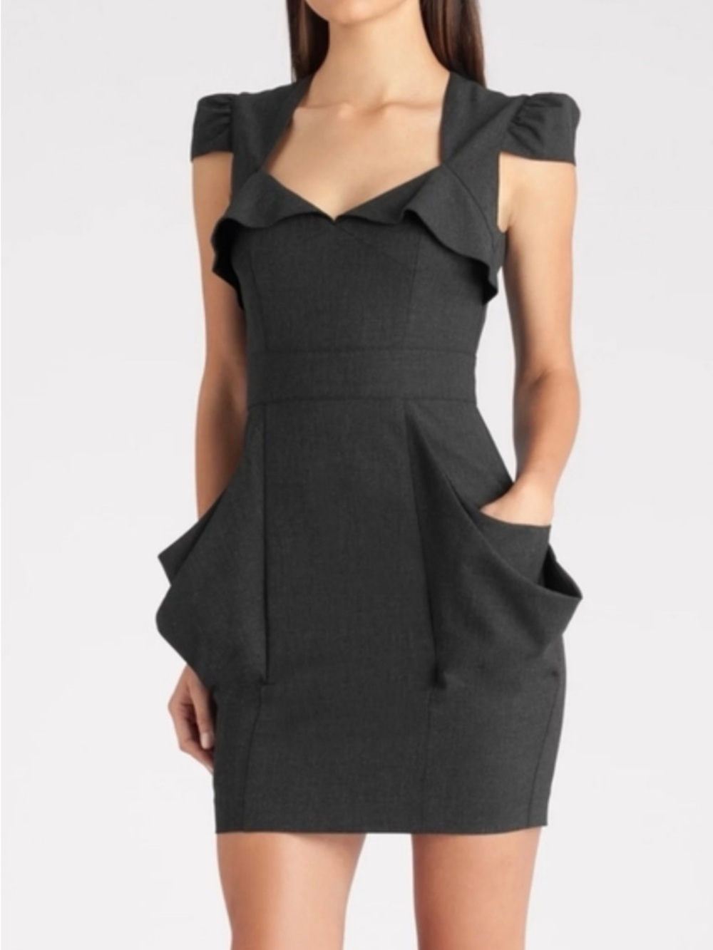 Guess by Marciano Black Ruffle-Detail Mini Dress